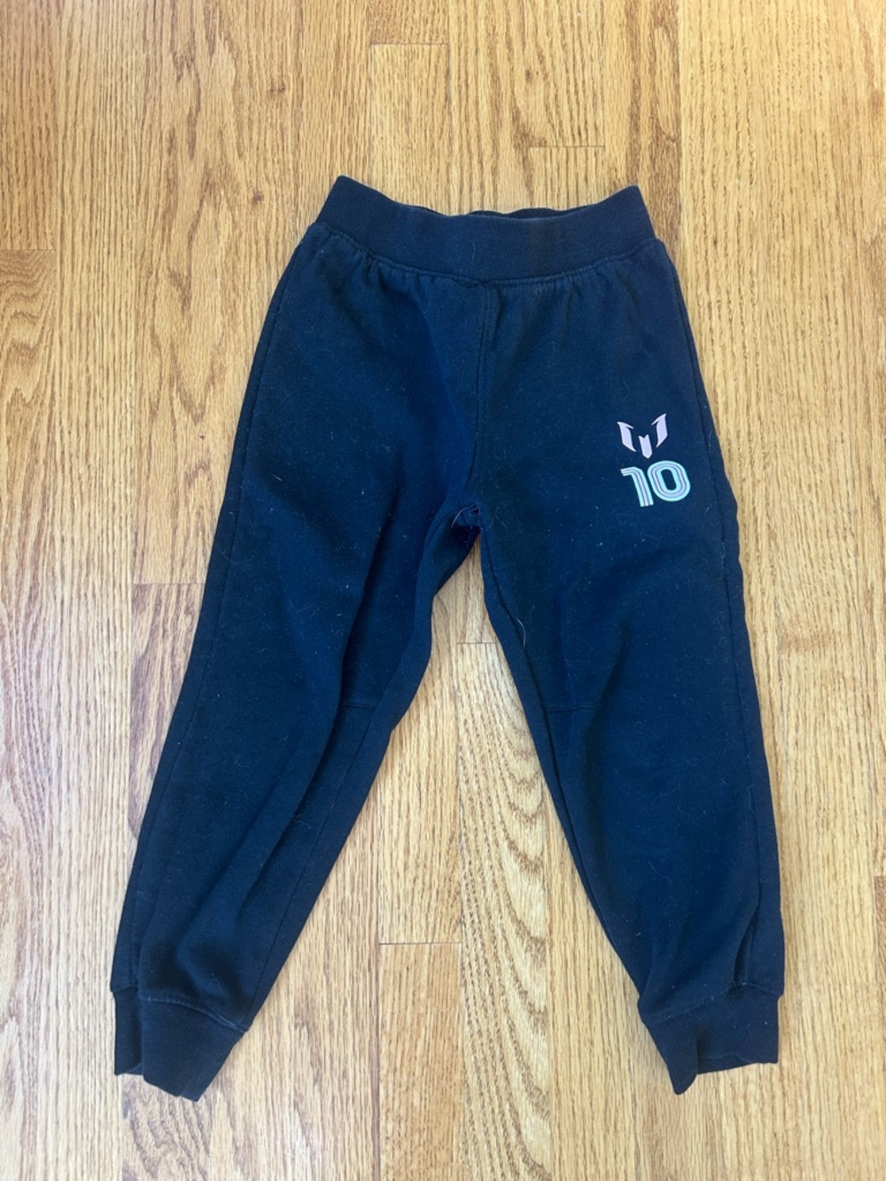 Kids Black Jogger Sweatpants with Number 10 Graphic